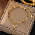 Wholesale Simple High Quality Stainless Steel 18k Gold Plated Love Pendant Bracelet