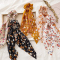 Printed Long Skinny Scarf Personalized Design Hair Scrunchie Girls Ponytail Holder Elastic Hair Tie