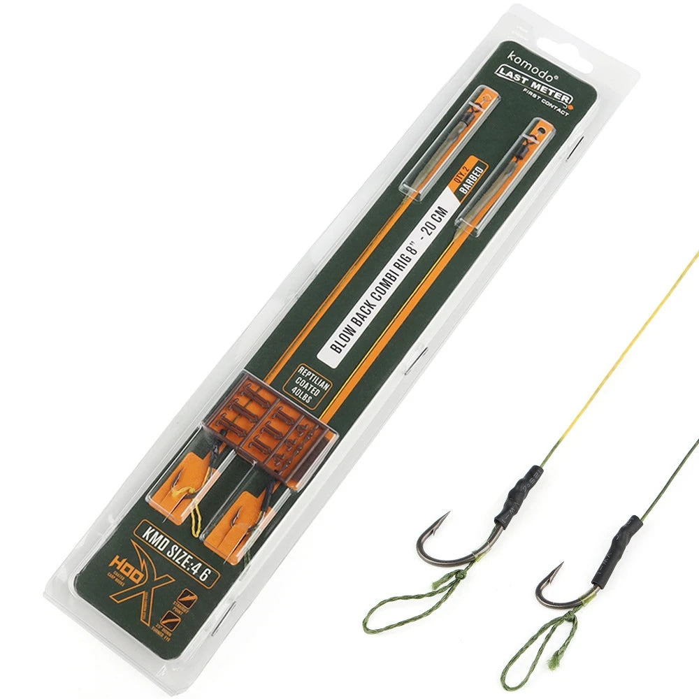 New Carp Fishing High Carbon Steel Hook Set 4#/6# 20cm 40LB Braided Coated Fishing Line Hook Group Fishing Accessories