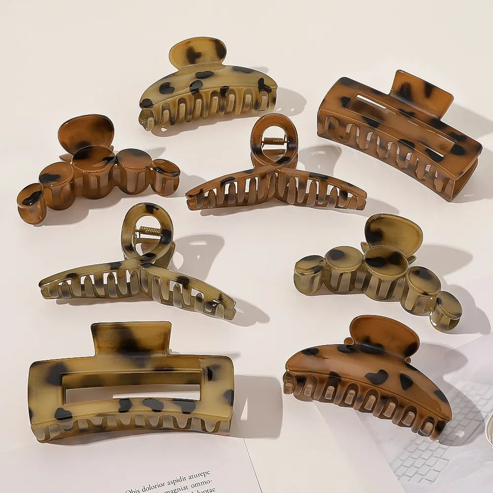 Wholesale Fashion Leopard Print Shark Hair Accessories Hair Clamps Oversized  Hollow Out Large Hair Clip Claws