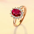 European and American Style Rose Gold Plated Red Rhinestone Gemstone Ring Classic Open Index Design Made of Brass