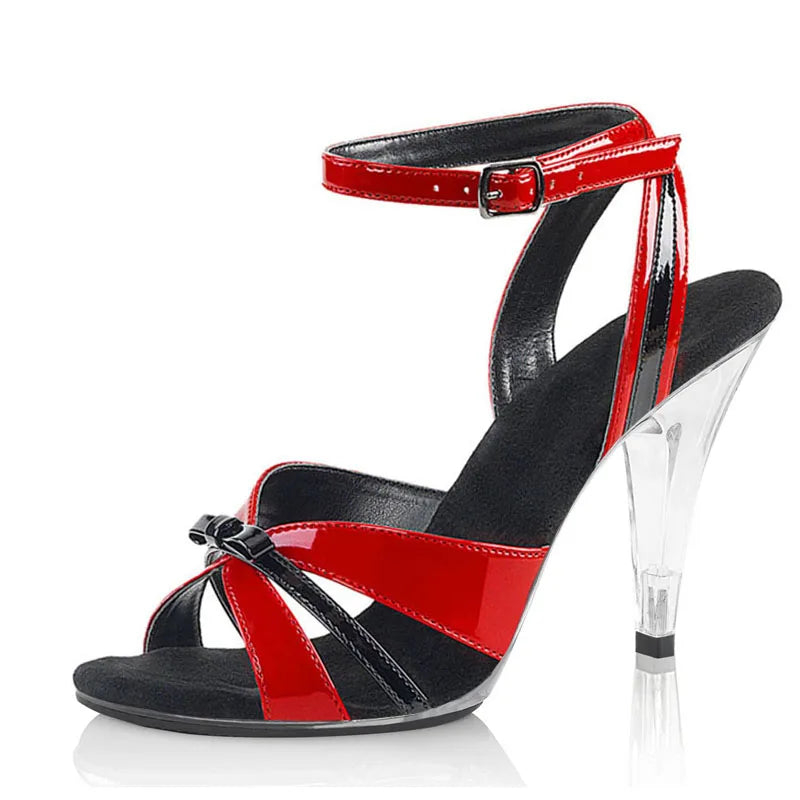 10cm Roman Open Toe Super High Heel Party Dress High Heels Women Sandals Stripped Fine Heel Large Size Fashion Model Walking