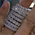 Eternity Band Stack Baguette Cubic Zirconia Finger Ring Sparkle baguette Zirconia Ring