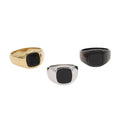 Minimalist Jewelry Ring Stainless Steel Geometric Black Gemstone Rings Jewelry