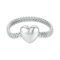 925 Sterling Silver Simulated Heart-shaped Chain Ring Fine Jewelry for Woman Promise Bridal Ring Engagement Gift BSR422