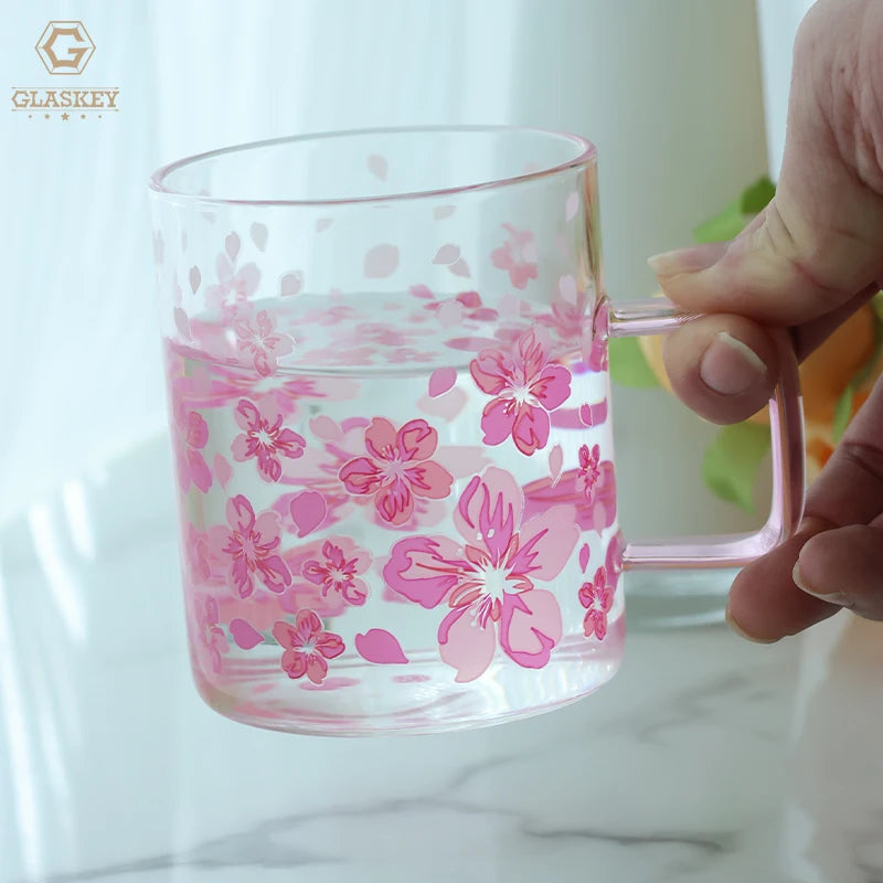Innovative Cold Heat-Activated Glass Mug Flower Blossom Color Changing Coffee Mug 340Ml Thermochromic Glass Cup