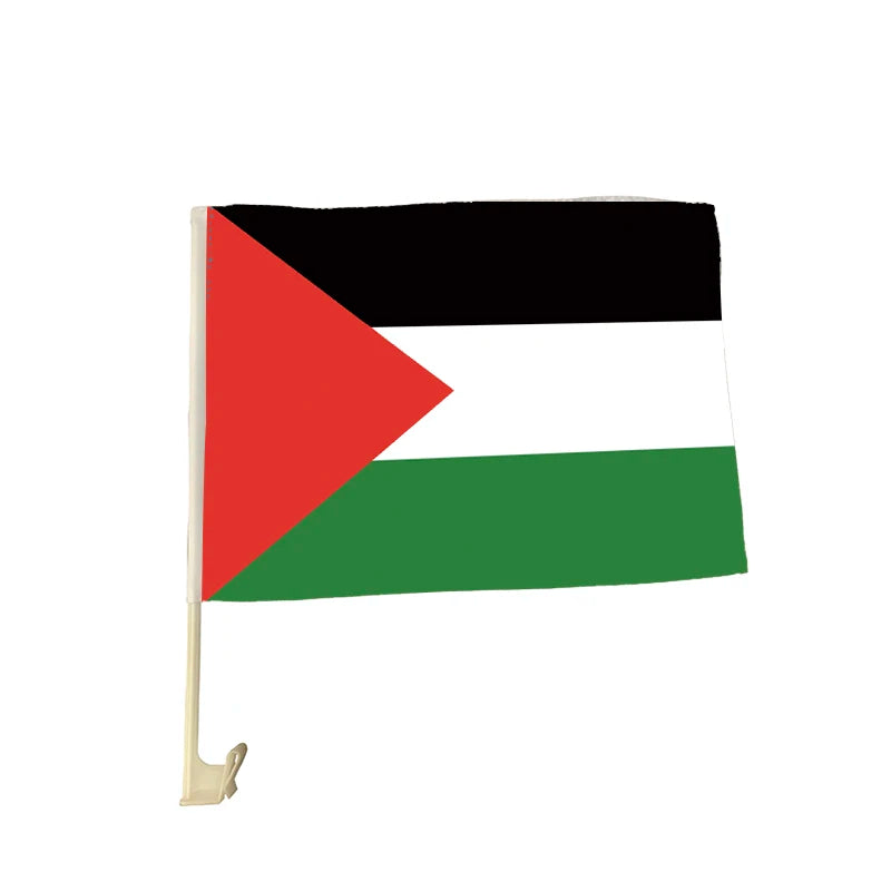 High Quality Custom Sublimation Printing Palestine Car Window Flag with Plastic Pole for  Car Window