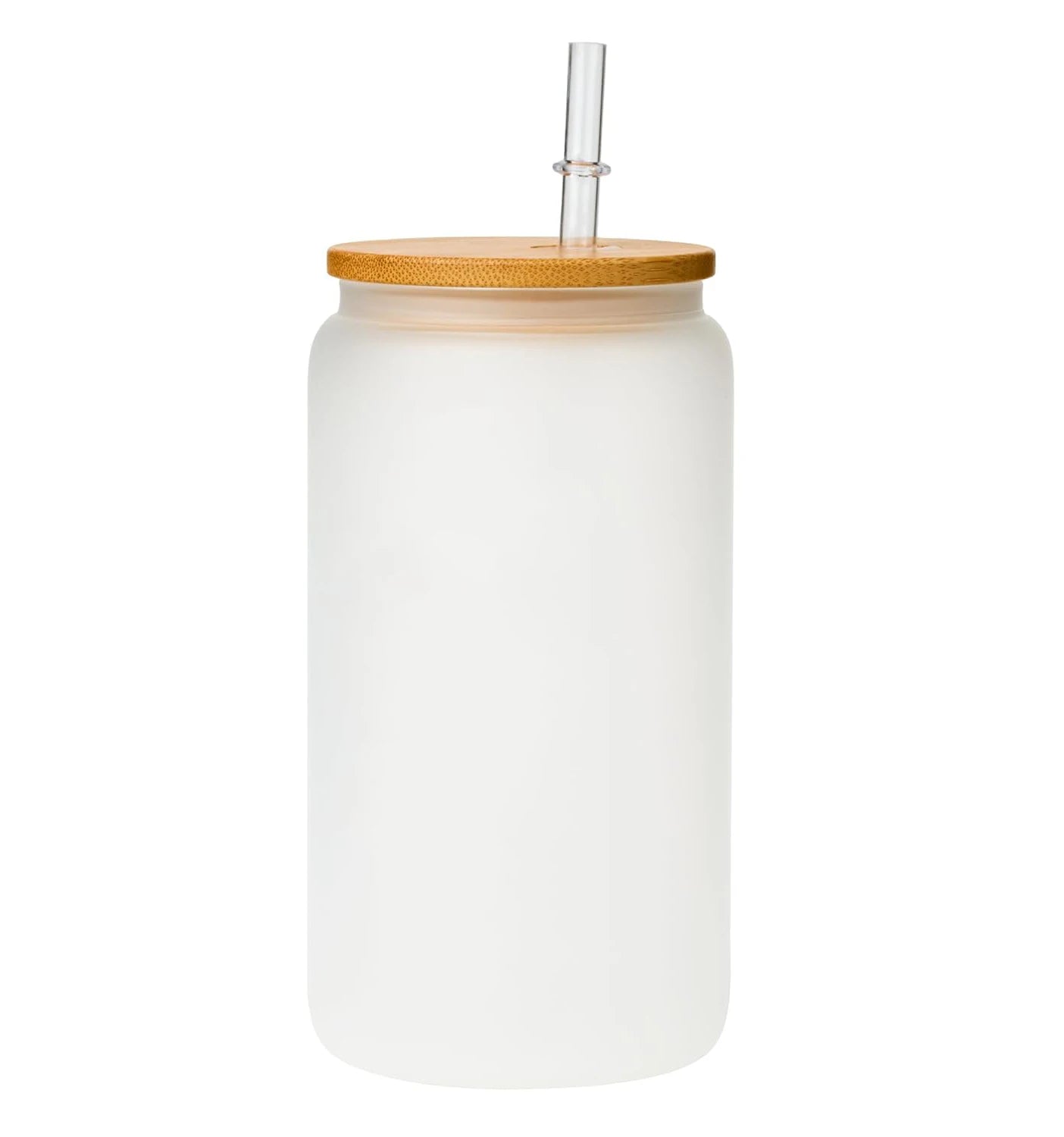 16OZ Soda Coffee Can Cups Straight Skinny Sublimation Beer Glass Cans With Bamboo Lid and Straw