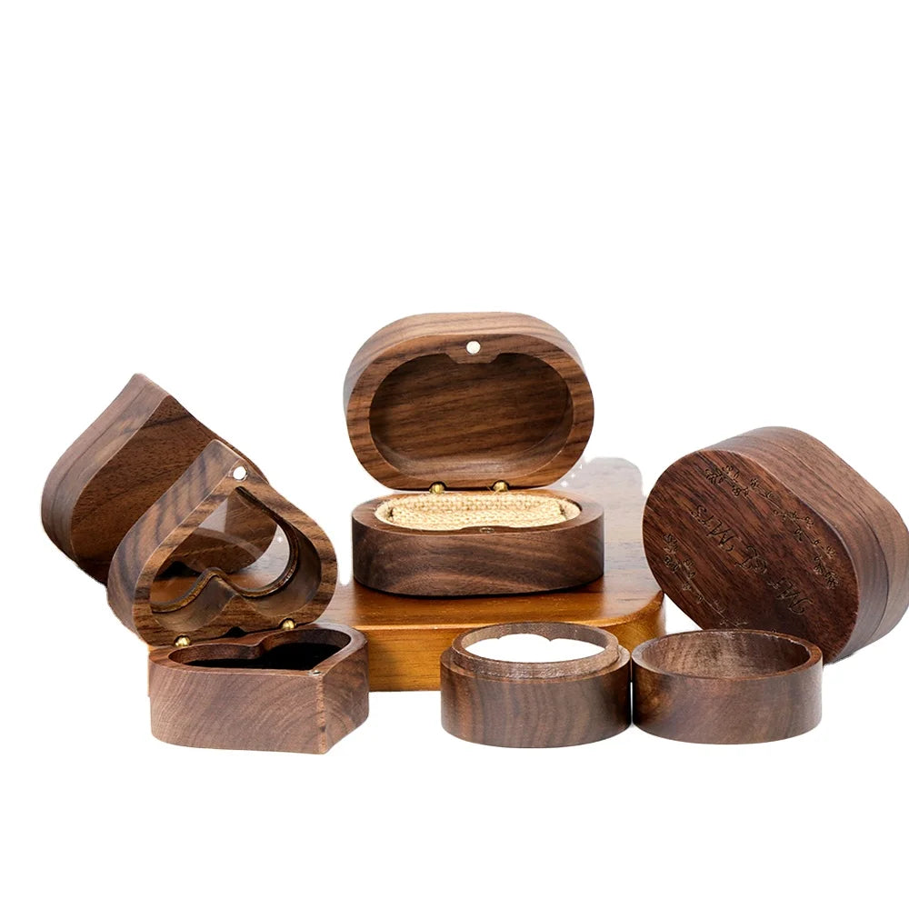 Black Walnut Hexagonal Ring Box | Luxury Engagement Jewelry Storage | Handcrafted Wedding Ring Gift Box
