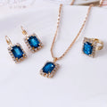 Fashion Crystal Set Necklace Earrings Ring Three-piece Wedding Dress Jewelry Wholesale