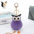 Cute Pompom Owl Keychain Pom Pom Key Chain Rabbit Fur Ball Pompon Porte Clef Fluffy Leather Key Ring Accessories Jewelry