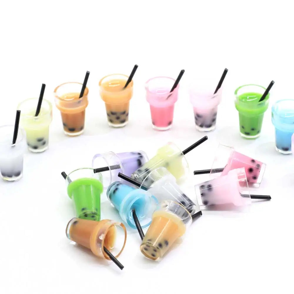 Popular MiIky Tea Bottle Shaped 3D Resin Cabochon 100pcs/bag for DIY Cabochon Bedroom Bead Charms Ornaments Spacer
