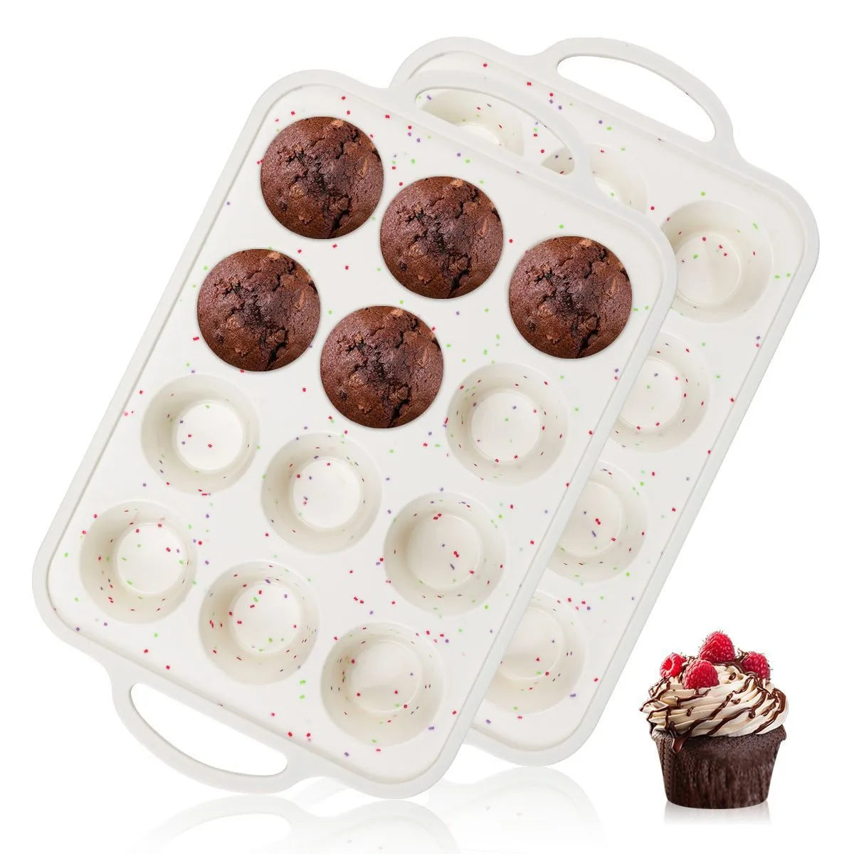 Silicone Muffin Pan for Baking 12 Cup Regular Size Cupcake Pan Silicone Muffin Tray Cupcake Baking Pan Molds for Oven MegaBDM