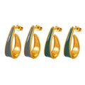 Large Hoop Gold Geometric Drop Long Chunky Jewelry Enamel Stainless Steel Earrings for Women