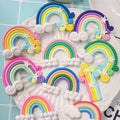 Colorful Rainbow  White Clouds Resin Flatback Cabochon for Jewelry Materials