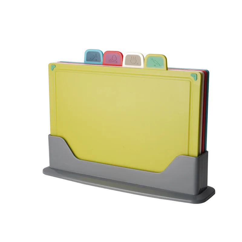 4pcs Non-slip Chopping Board Sets Anti Bacterium  Plastic Cutting Mats Kitchen Utensils Chopping Cutting Board Block with Stand