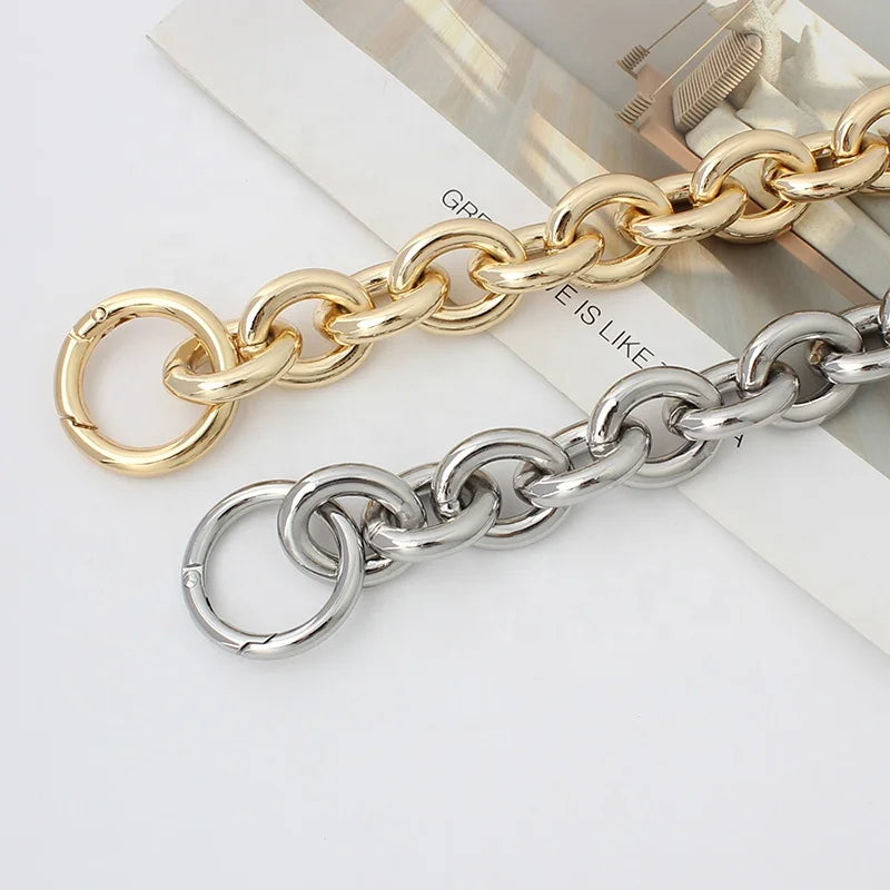 Nolvo World 2 Colors 30-120cm 23mm Wide Oversize Thick Light Weight Aluminum Ladies Pouch Bag Straps Chains
