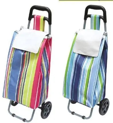 Folding Shopping Cart Trolley 600D Polyester with PVC Coated Lightweight Wheeled Foldable Portable Shopping Cart for Supermarket