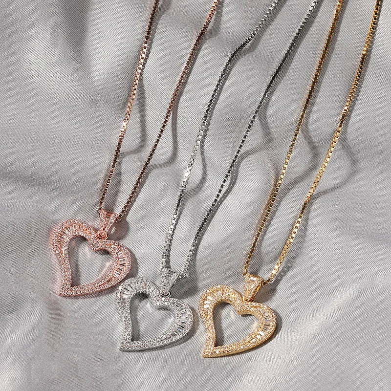 Ins Style Cubic Zircon Small Heart Pendant Hip Hop Simple Zircon Pendant Jewelry