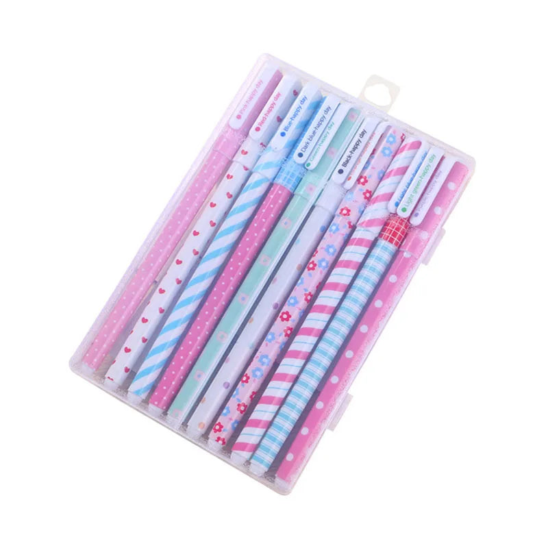 Colorful Creative Kawaii Fluent Writing Pen 10 Color Ink Rolling Ball Cute Gel Ink Pen for Student School Office
