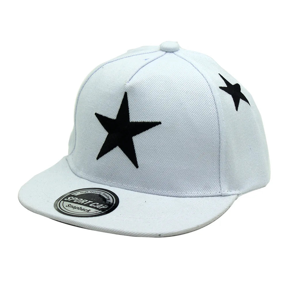 New Style 3D Embroidered Five-pointed Star Design Pattern Fashion Hat Cotton Hip-hop Baseball Cap for Kids