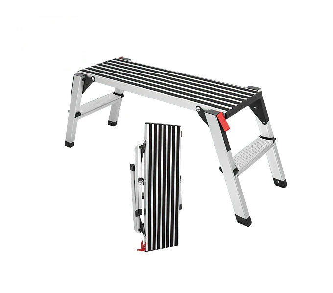 Work Platform Telescopic Aluminum Folding Ladder Ladder Stools EN131 Certified Industrial 1.2mm Thick 150kg Capacity 1 Year