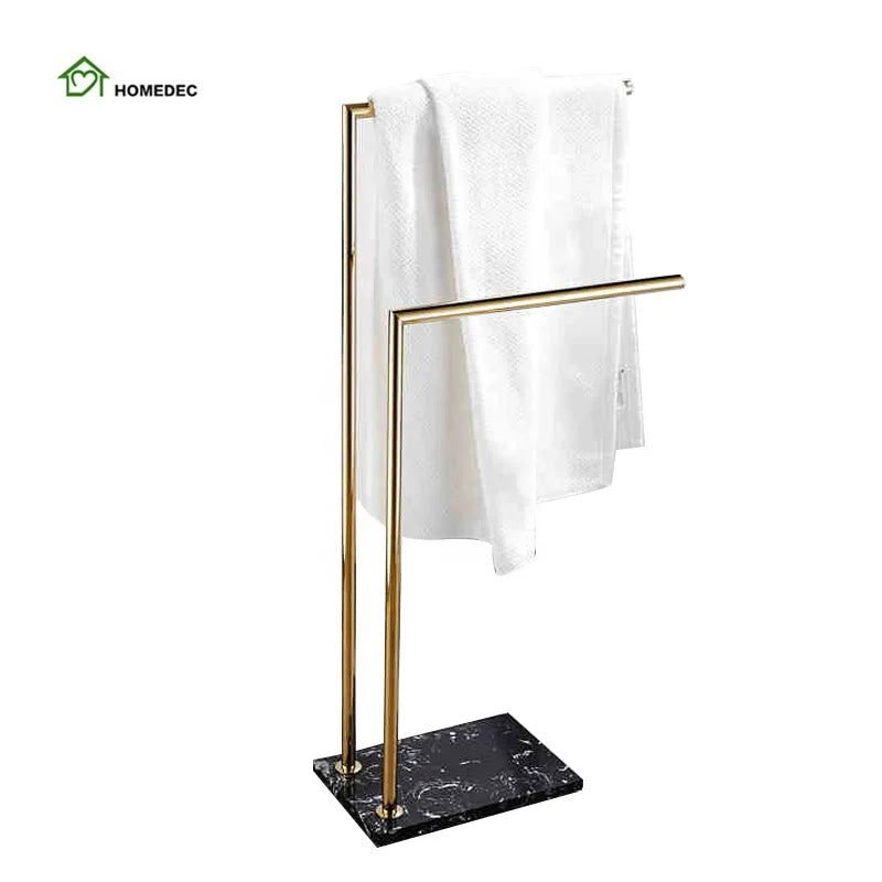 Hotel Bath Freestanding Gold Towel Rack Stand for Bathroom