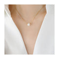 ERESI Classic Dainty Freshwater Pearl Pendant Necklace for Woman 18K Gold Plated Stainless Steel Chain Necklace Party Jewelry