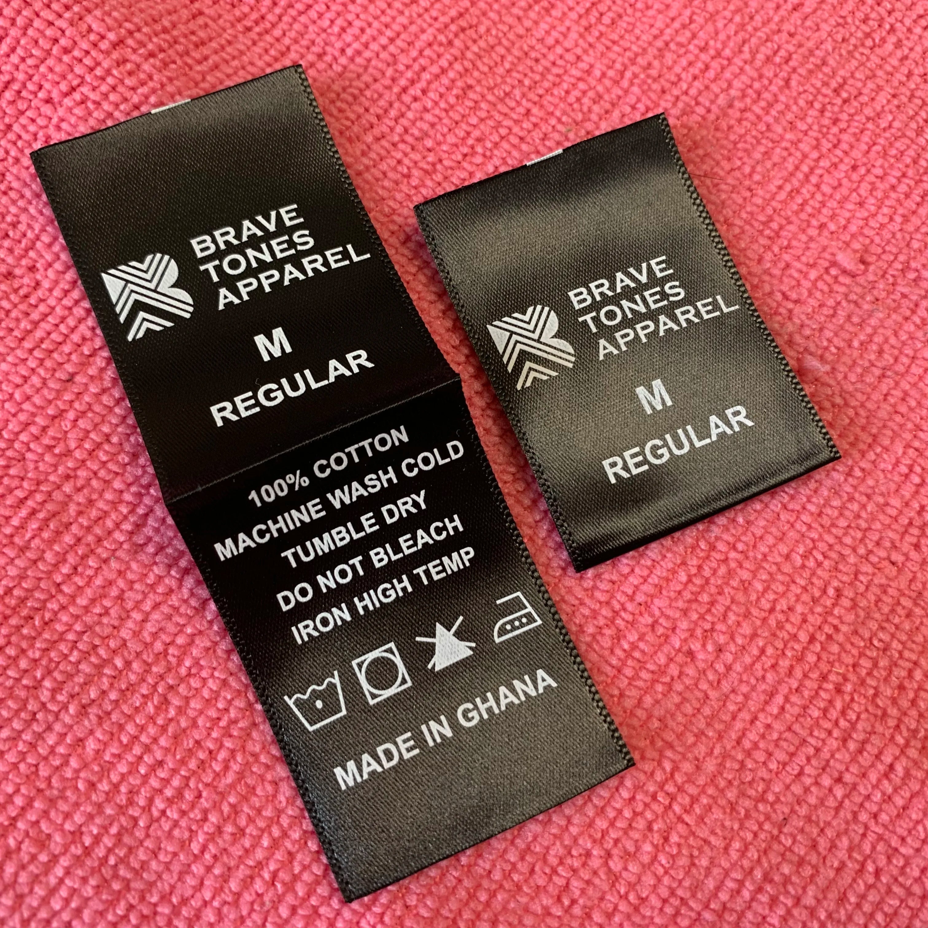 Hot Sell New Product Printing 100% Cotton Satin Silk Label for Toysbright Surface Black Satin Washing Label for Pillow
