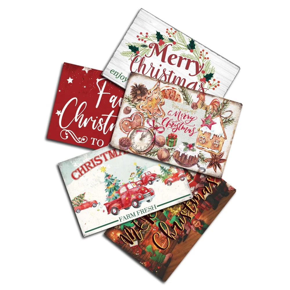 Putuo Decor Customized Merry Christmas Tin Sign Poster Printing Vintage Metal Sign Home Bar Decor