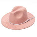 2025 New Wide Brim Fedora Hat for Women Men Flat Brim Peach Heart Top Hat Fashion Casual Suede Fedora Hat