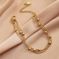 Waterproof PVD 18K Gold Plated Stainless Steel Bracelets Jewelry Personalized Three Layers Beads Chain Bracelet for Women Girls