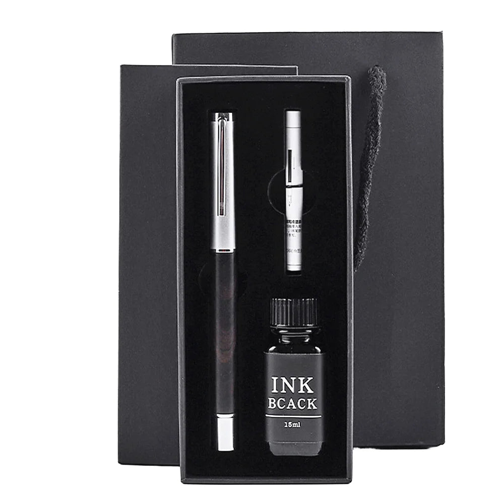 New Design Fountain Pen with Ink Set Luxury Executive Metal Pen with Gift Box and Tote Best Small Gift for Business Wedding