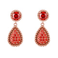 Luxury Trendy Gemstone Diamond Jewelry Eaering Rose Gold Plated Dainty 925 Silver Ruby Cubic Zircon Stud Earrings for Women