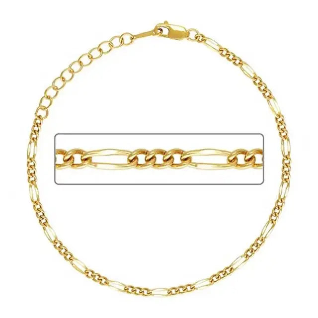 2022 Hot Custom Simple Dainty Link Chain Bracelet 14K Gold Filled Jewelry Figaro Chain Stacked Layering Chain Bracelet