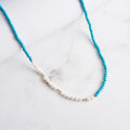 Rinntin GMN51 Trendy Elegant Turquoise S925 Sterling Silver AAA/AAAA Freshwater Pearl Beaded Necklace 14K Gold Plated