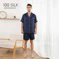 Custom Luxury 100% Silk Sleepwear for Men Extra Soft Short Sleeve Pajamas Set Thermal and Comfortable Breathable for Adults