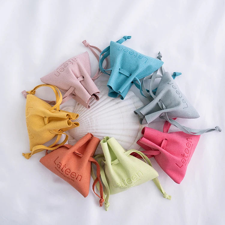 Candy Series Suede Leather Microfiber Drawstring Bag Pouch Personalized Logo Jewelry Packaging Pouches
