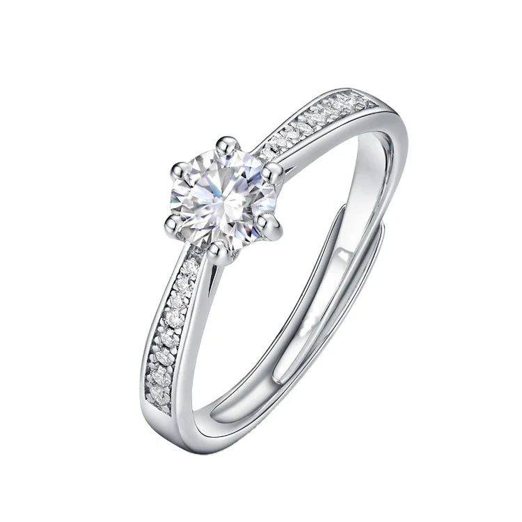 2 CT Jewelry Moissanite Ring 925 Sterling Silver GRA Certified Round Brilliant Moissanite Wedding Engagement Rings for Women