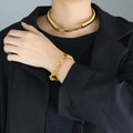 Design Jewelry Set Chunky Watch Chain Stainless Steel PVD Electroplated 18K Gold Thick Wide Bracelet Necklace