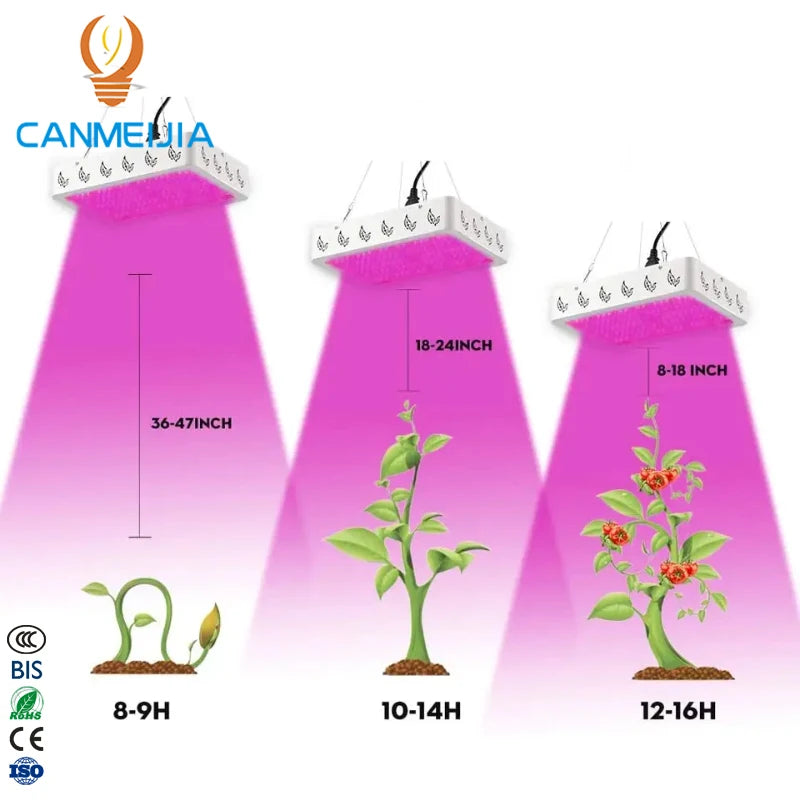 Led Grow Light Plant Lamp 1000W with Full Spectrum Growing Lamps for Indoor Plants Greenhouse Garden Flower Fruit Double Switch