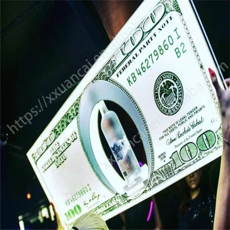 Us 100 Dollar Bill champagne Glorifier Display Vip Benjamin Bottle Presenter Benjamin Bottle Presenter