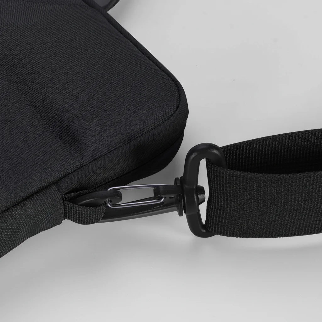 16.1\" Genuine Leather Laptop Briefcase Durable PC Zipper Closure Modern Slim Style Simple Design Black 9658 Bag