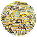 100Pcs Cute Cartoon School Bus Graffiti Stickers Skateboard Guitar Decorative Stickers DIY Waterproof Gift Sticker for Kids