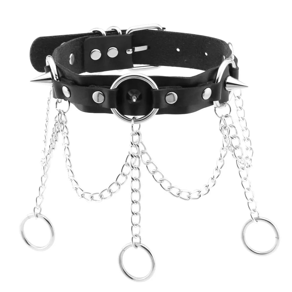 New Punk Rock Round Spike Irregular Chain Clavicle Necklace Personality Exaggeration Geometric Leather Collar Choker Necklace