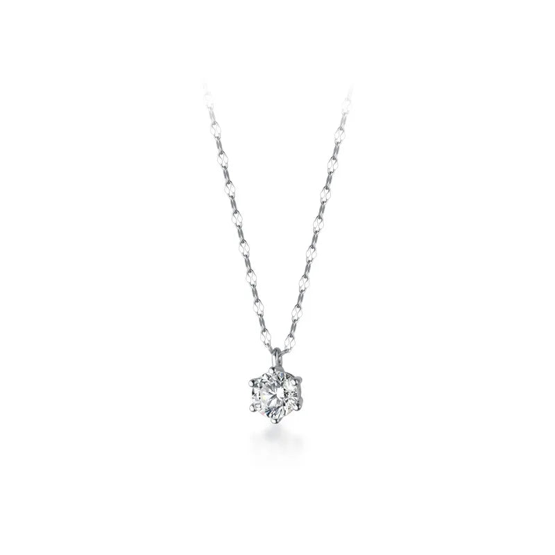 Top Quality Solid 925 Silver Single CZ Zircon Pendant Necklaces for Wedding Jewelry