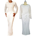 X8182 Latest Design Chic Gowns for Women Evening Dresses Lace Tassel Long Sleeve Floor Length Long Dresses Women White Dresses