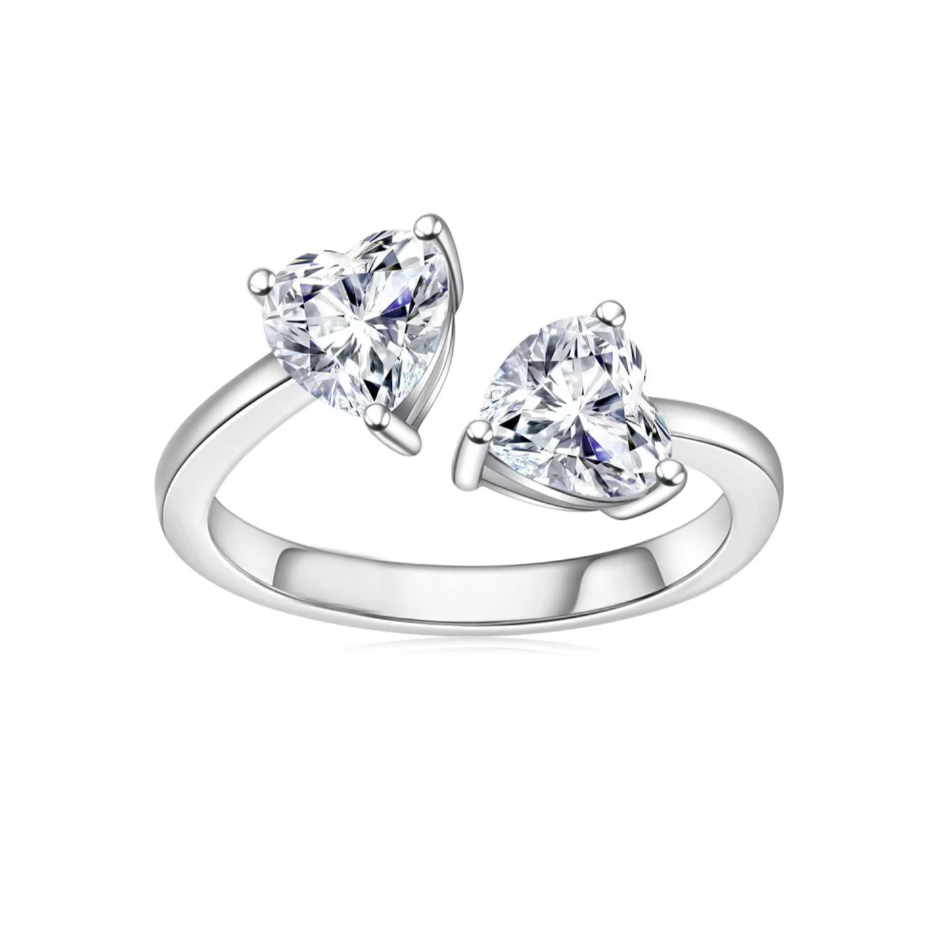 18K Gold Plated Heart-Shaped Cubic Adjustable Moissanite Gemstone Rings Trendy Style Romantic Wedding Gift MOQ 2pcs
