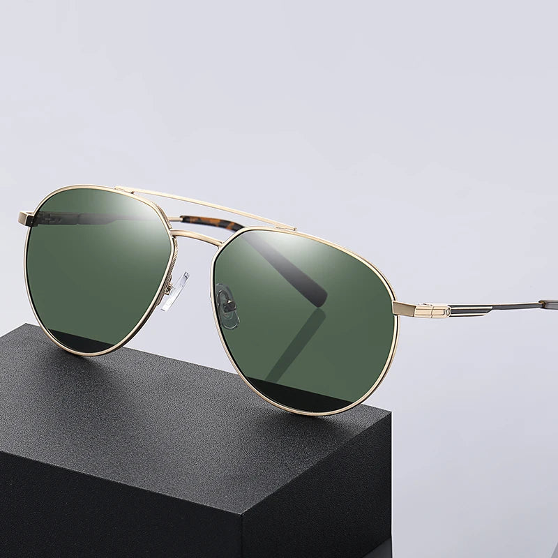New Style Metal Frames Custom Logo UV400 Polarized Men Women Sun Glasses Two-Color Electroplating Spring Leg Glasses