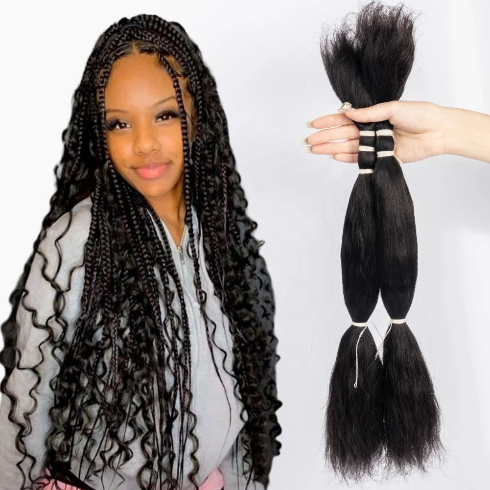 Wholesale Bulk Human Hair for Braids 100% Indian Virgin Remy Wet and Wavy Bulk Hair Boho Knotless Braids